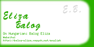 eliza balog business card